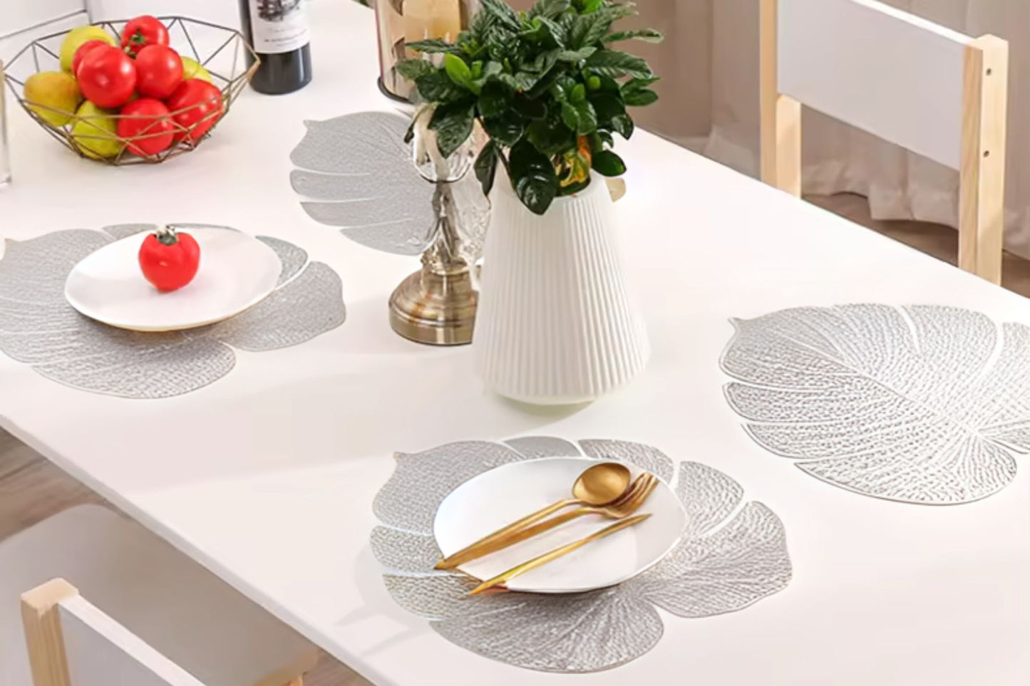 Elegant silver table accessory in leaf design