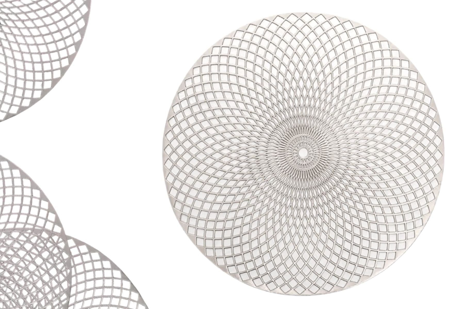 Overview of gold leaf-shaped placemat on a dining table