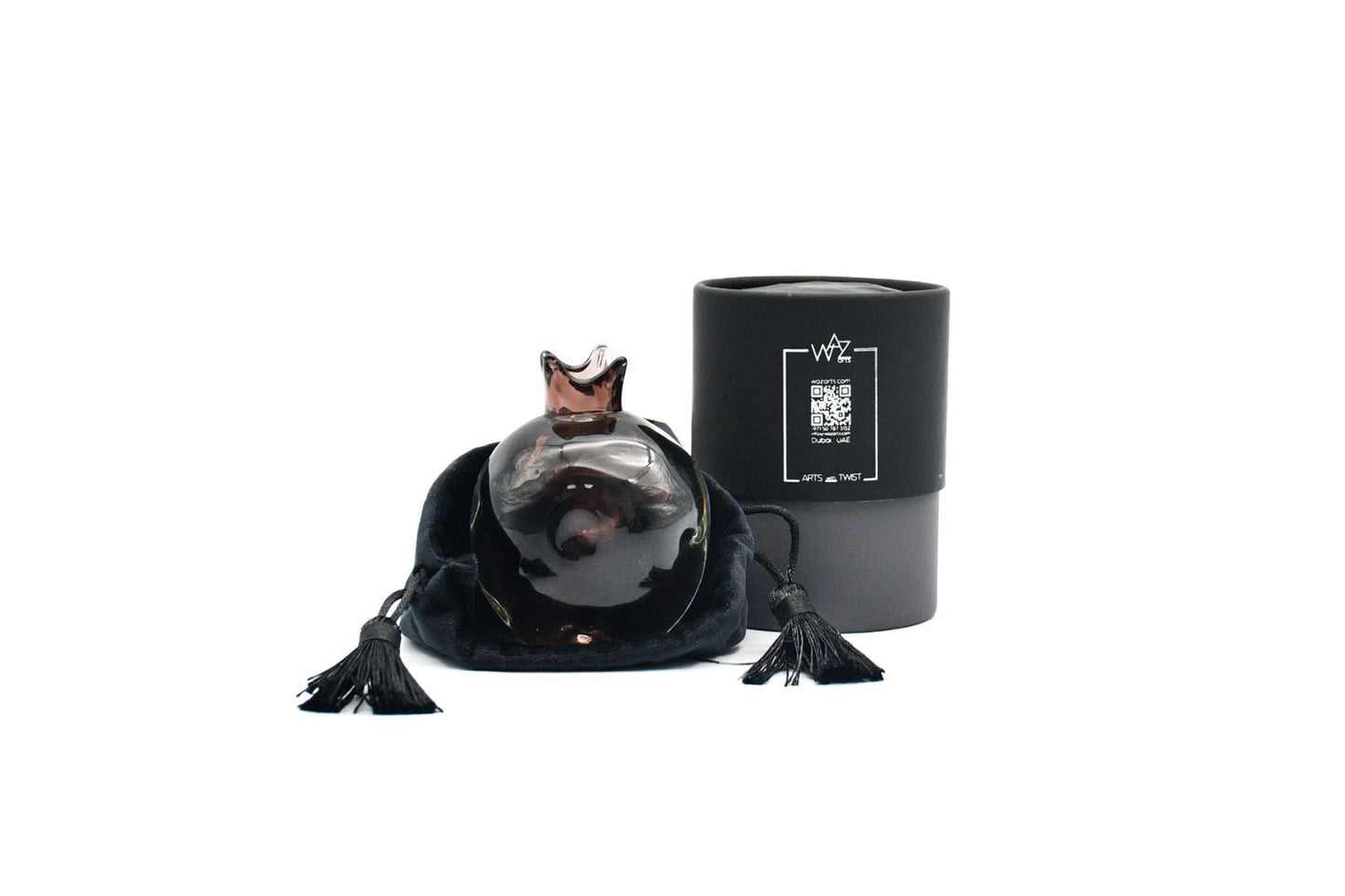 Handcrafted pomegranate figurine in rich burgundy tone