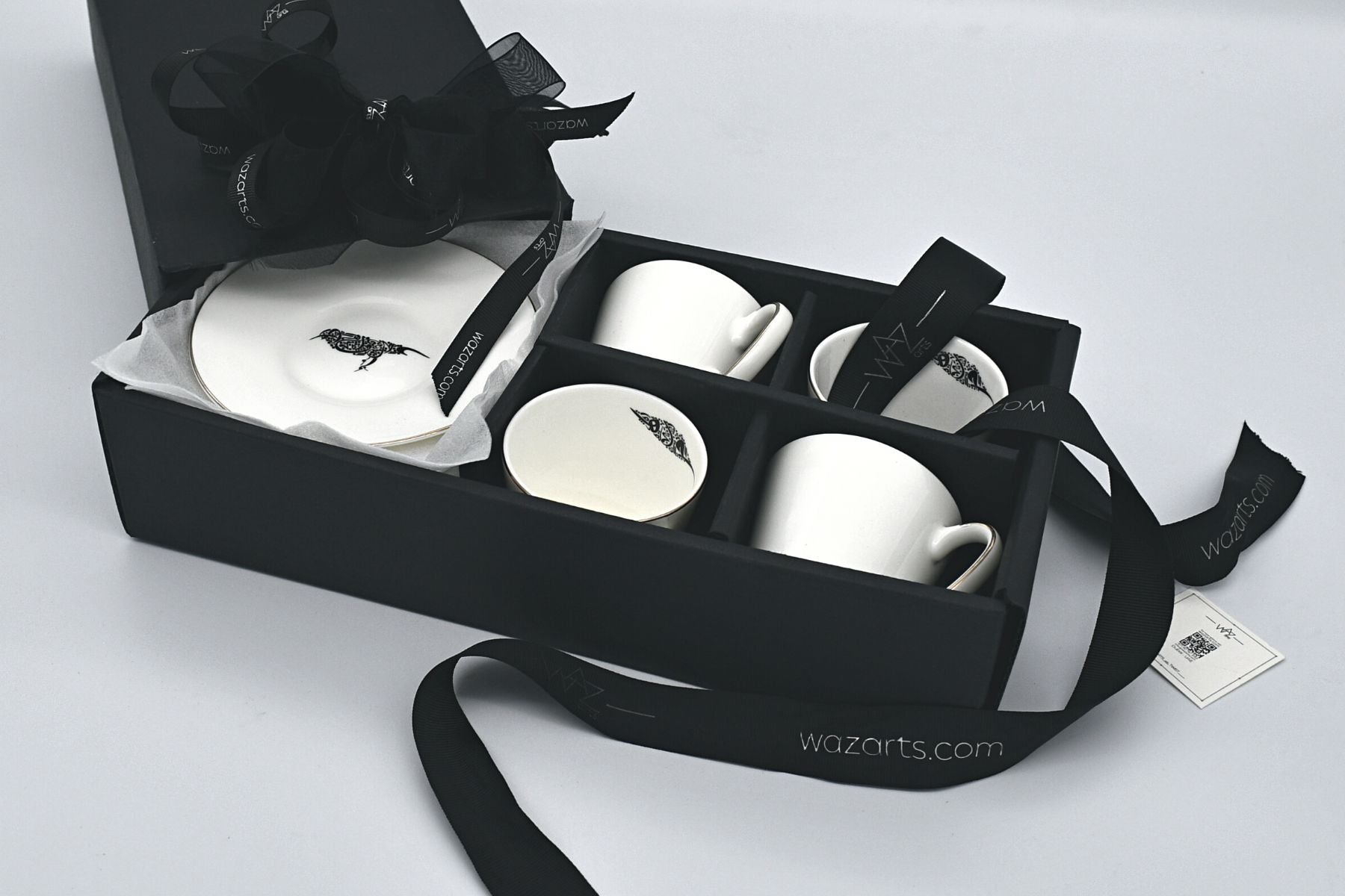 Heritage-inspired bird motif Arabic coffee cups