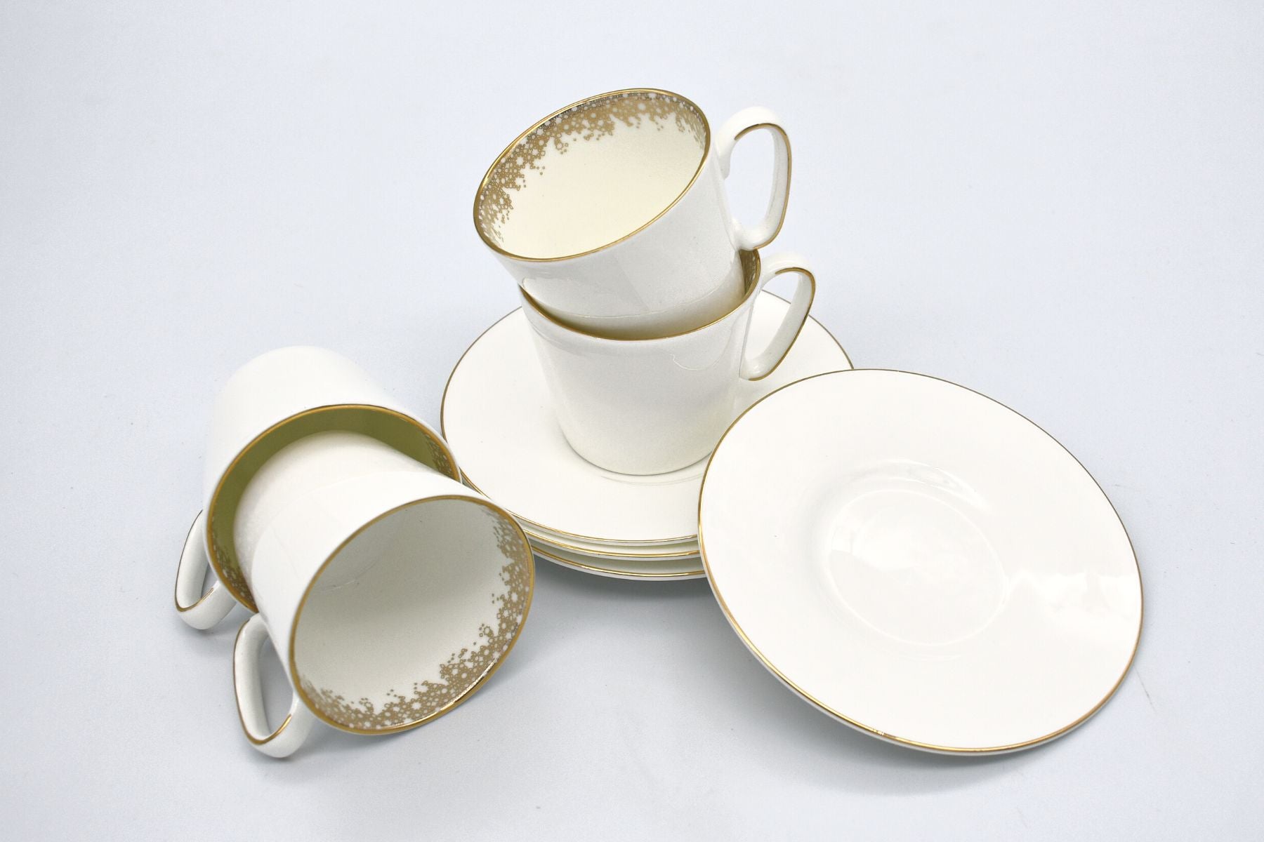 Heritage-style coffee cups with a modern artistic flair