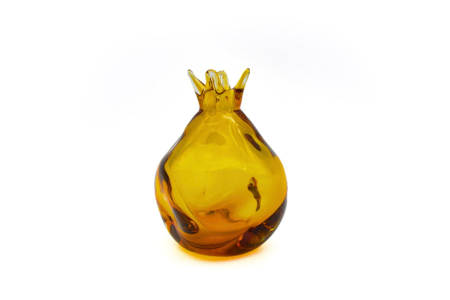 Medium amber decorative pomegranate art piece front view