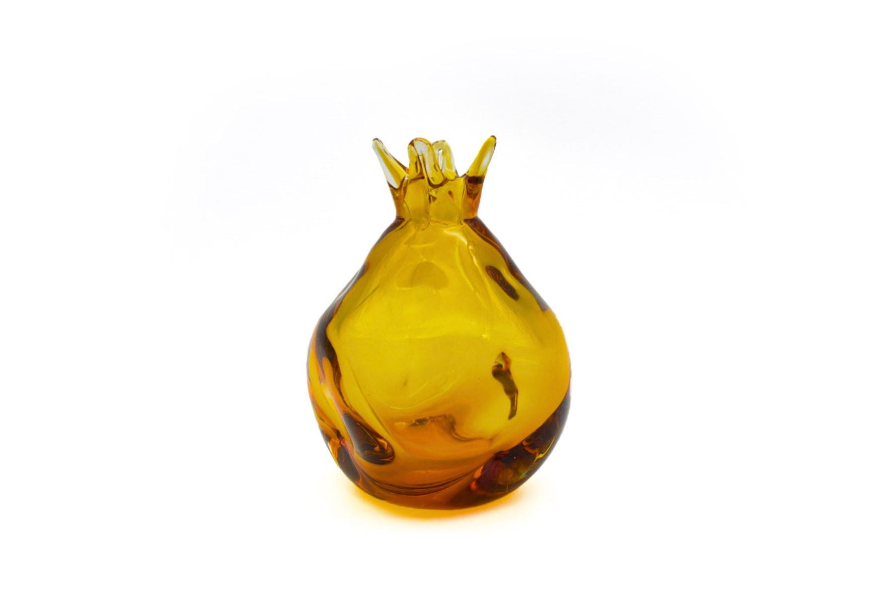 Medium amber decorative pomegranate art piece front view