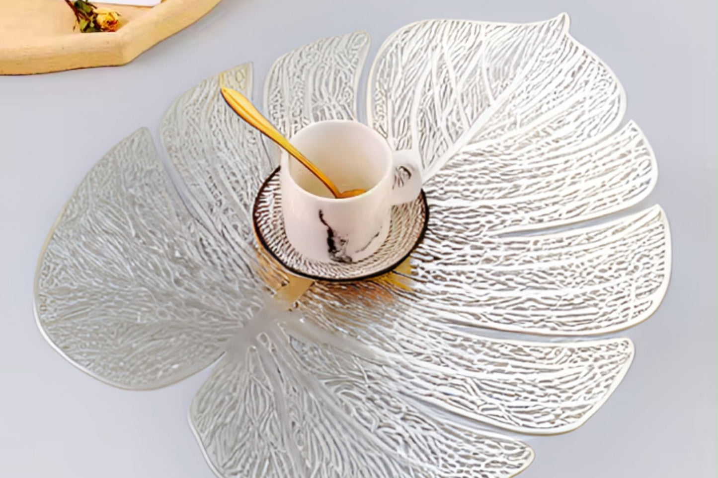 Decorative silver placemat for formal table settings