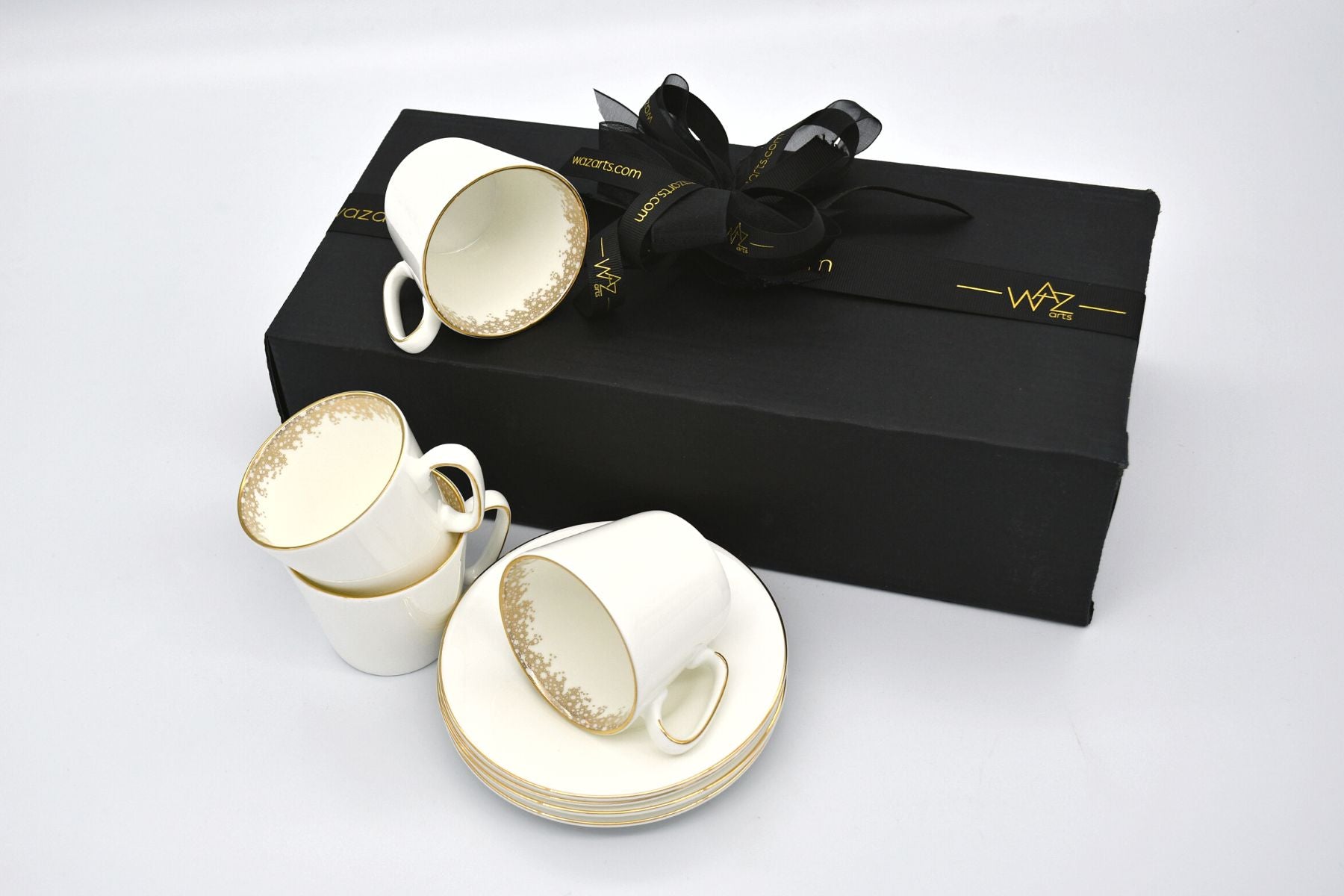 Top view of Arabic coffee cups with clean geometric aesthetics