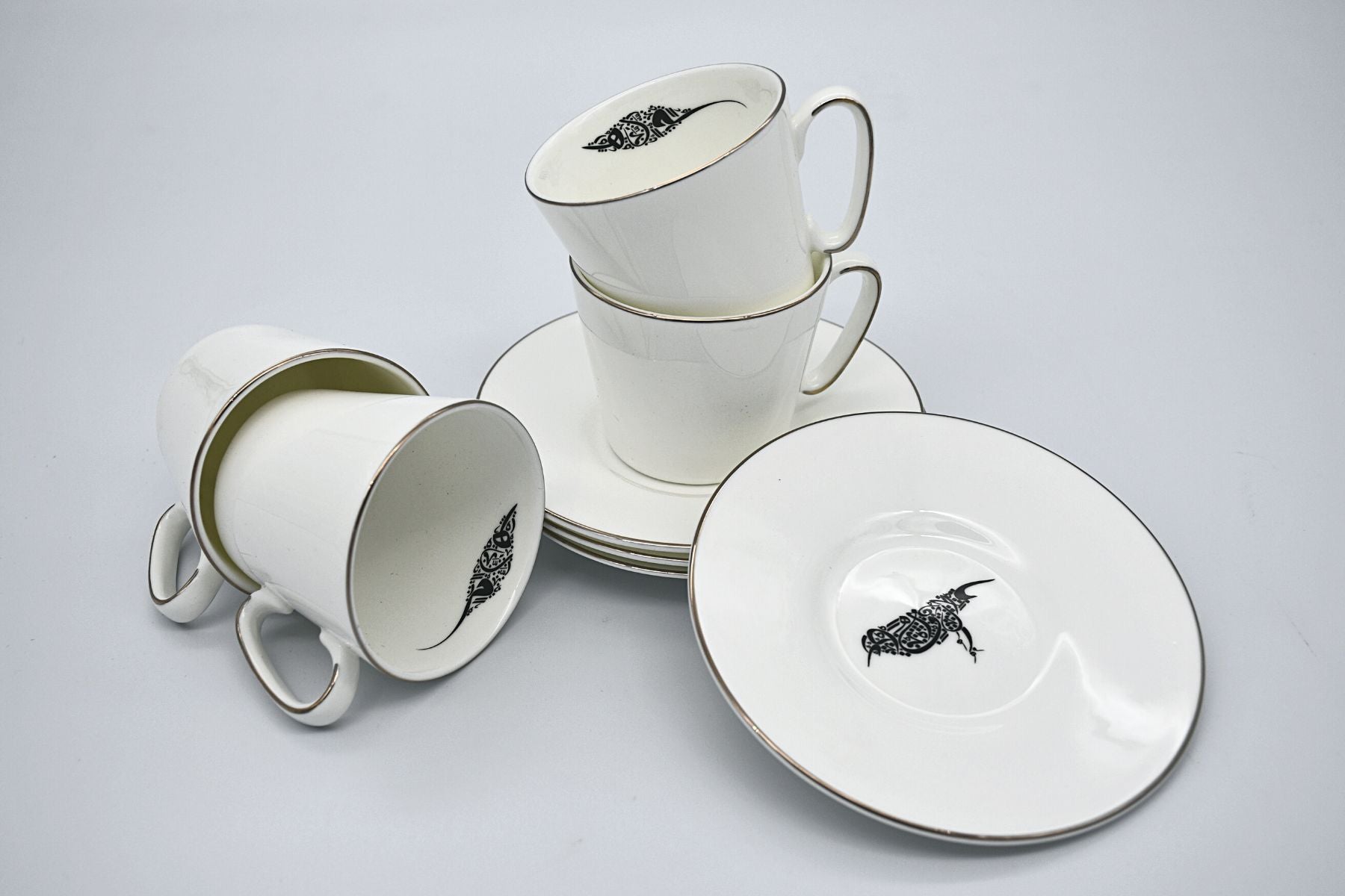 Traditional Gahwa cups with unique bird artwork