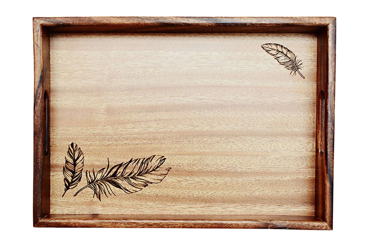 “Feather” Patterned Small Walnut Tray