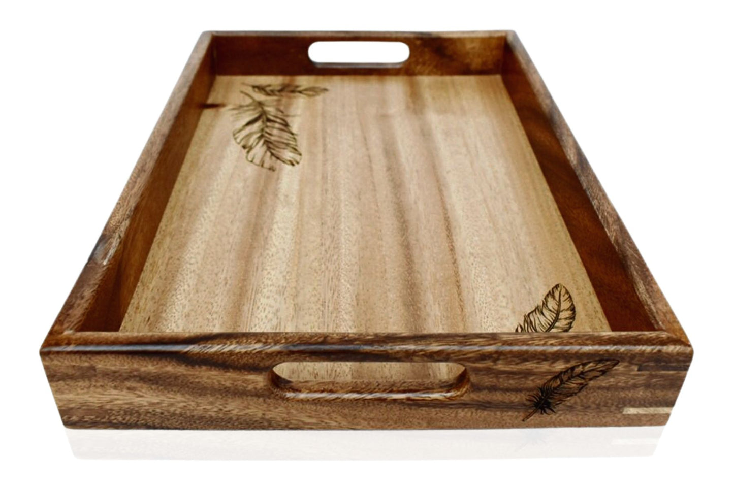 “Feather” Patterned Small Walnut Tray