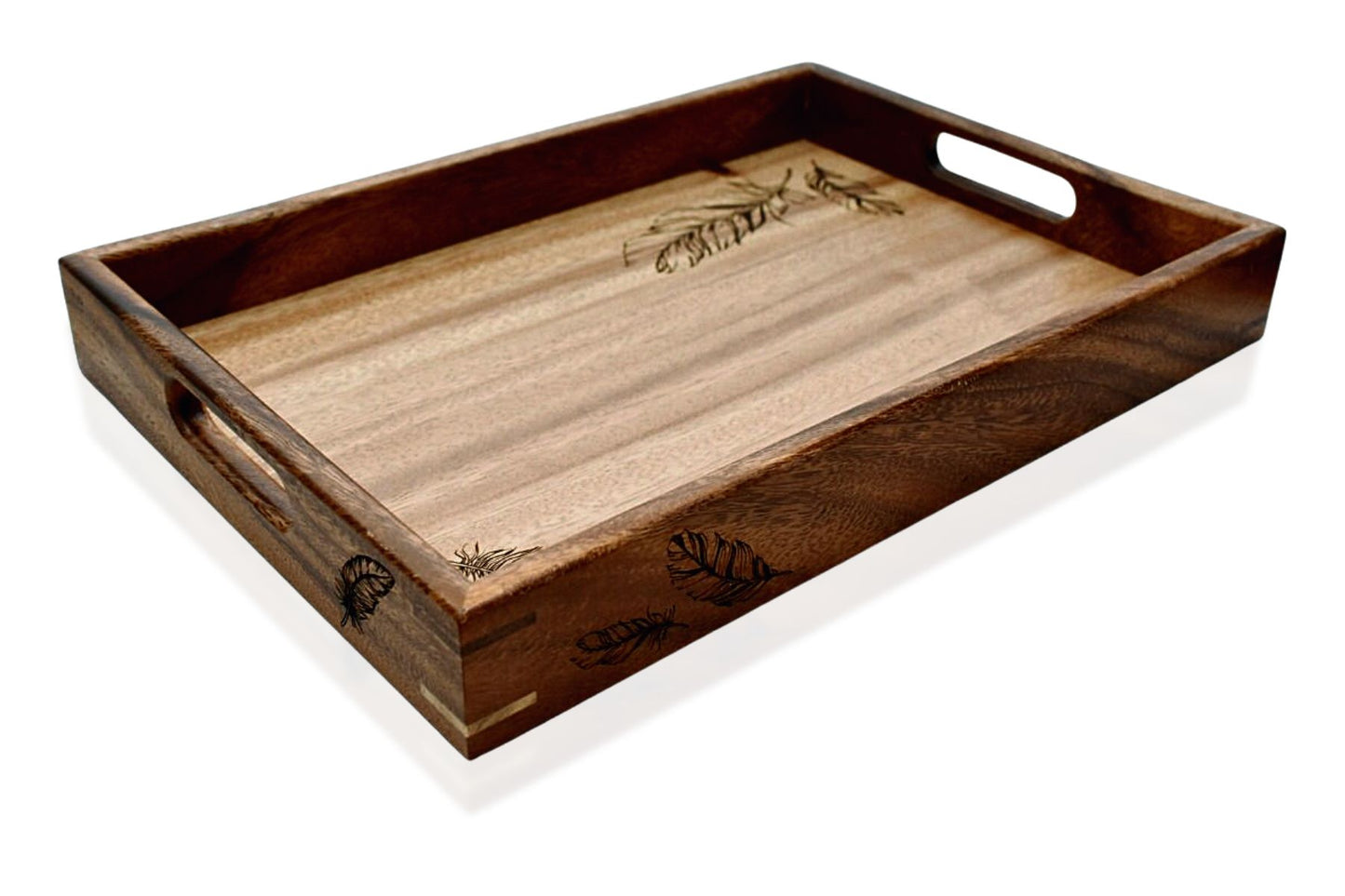 “Feather” Patterned Small Walnut Tray