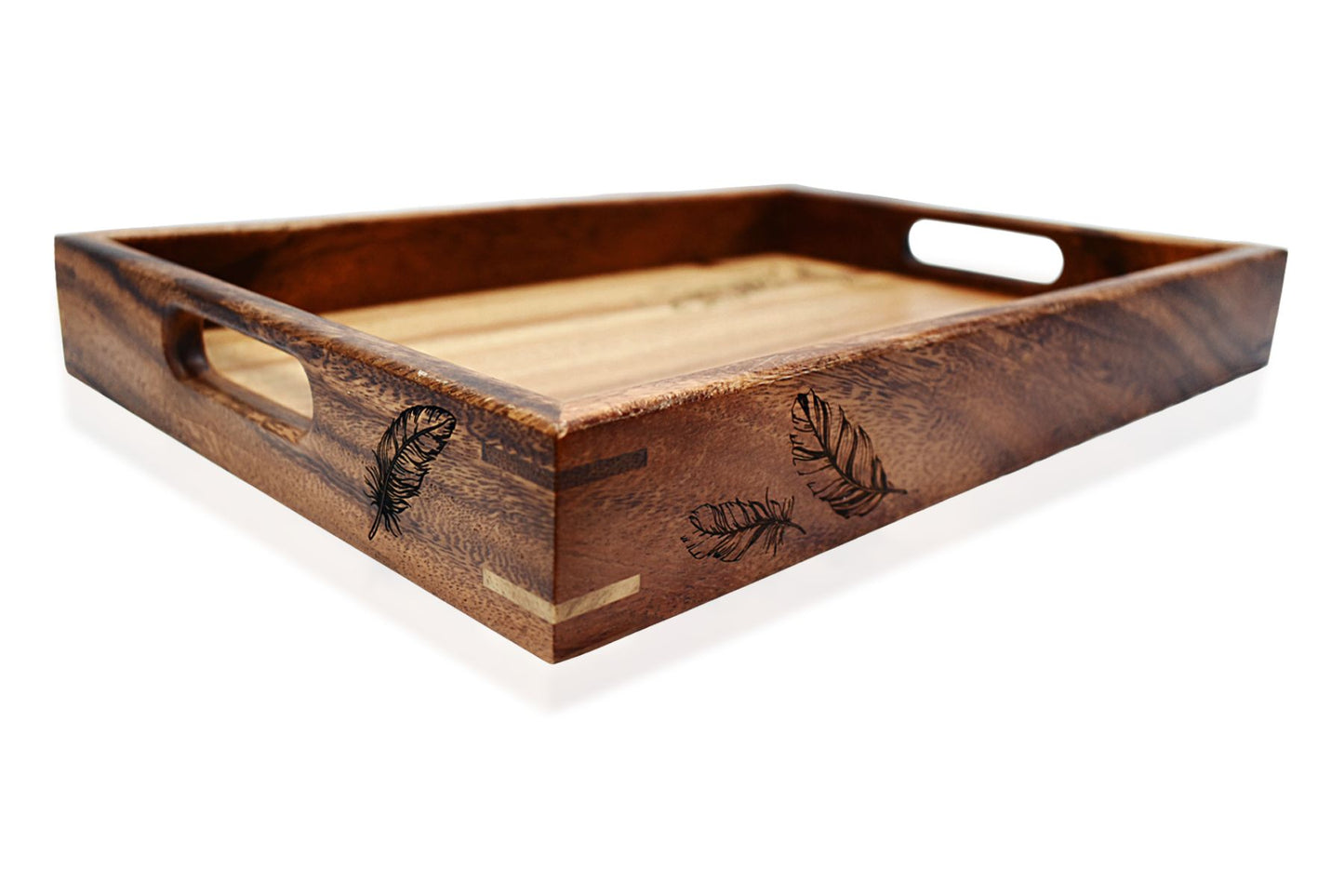“Feather” Patterned Small Walnut Tray