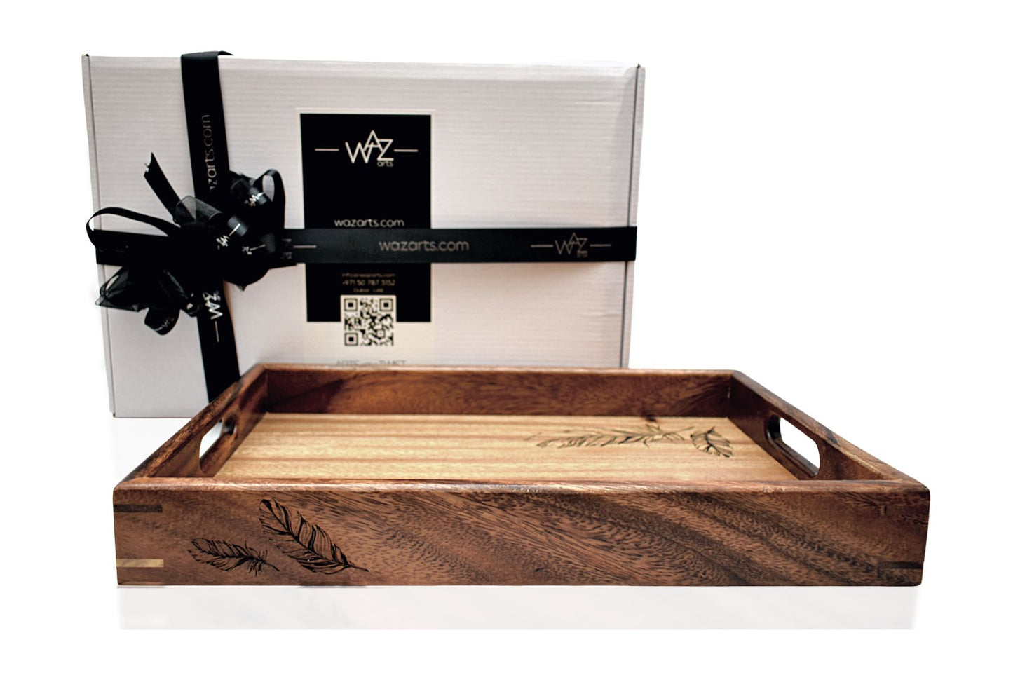 “Feather” Patterned Small Walnut Tray