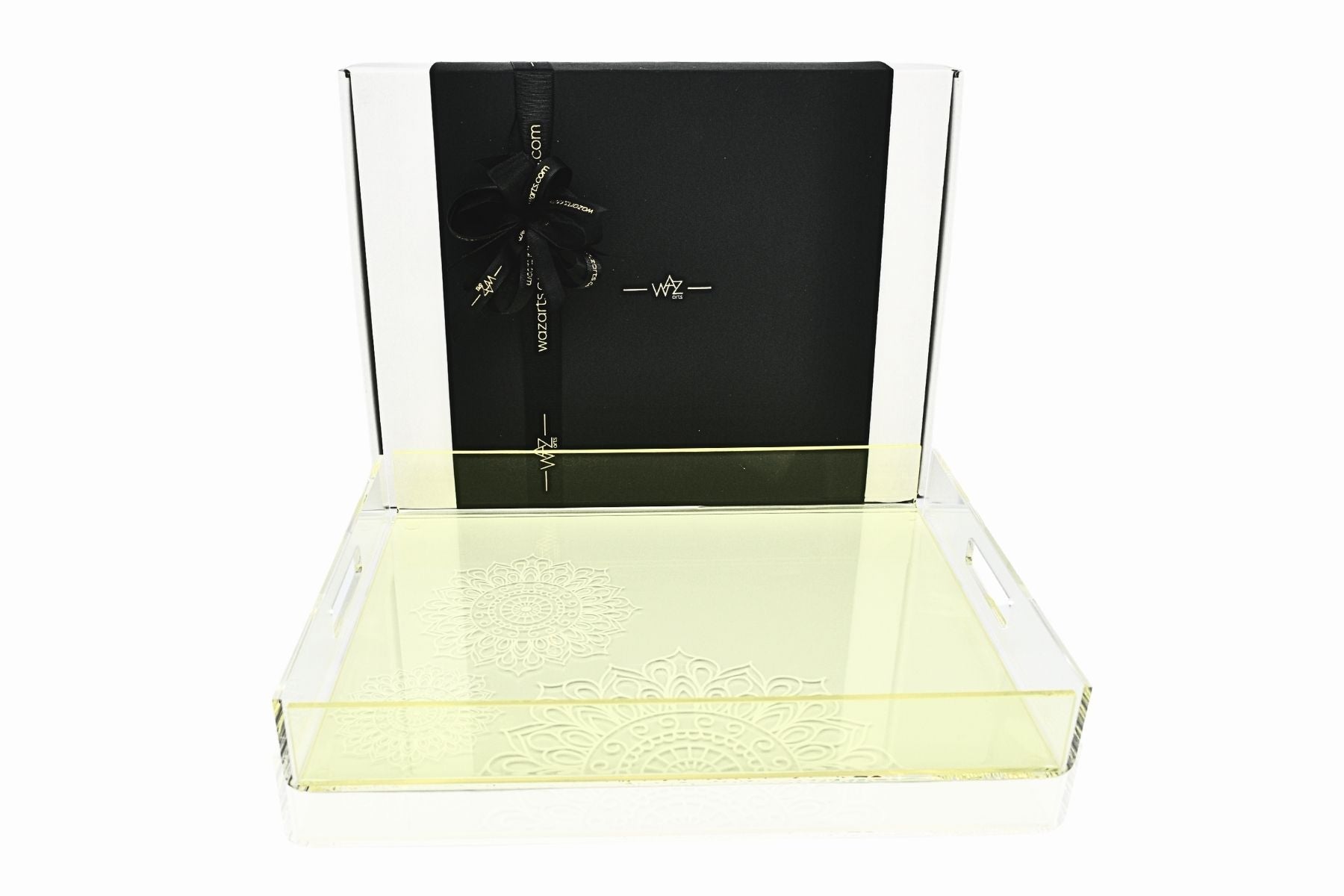 Handcrafted wooden tray as luxury home accessory