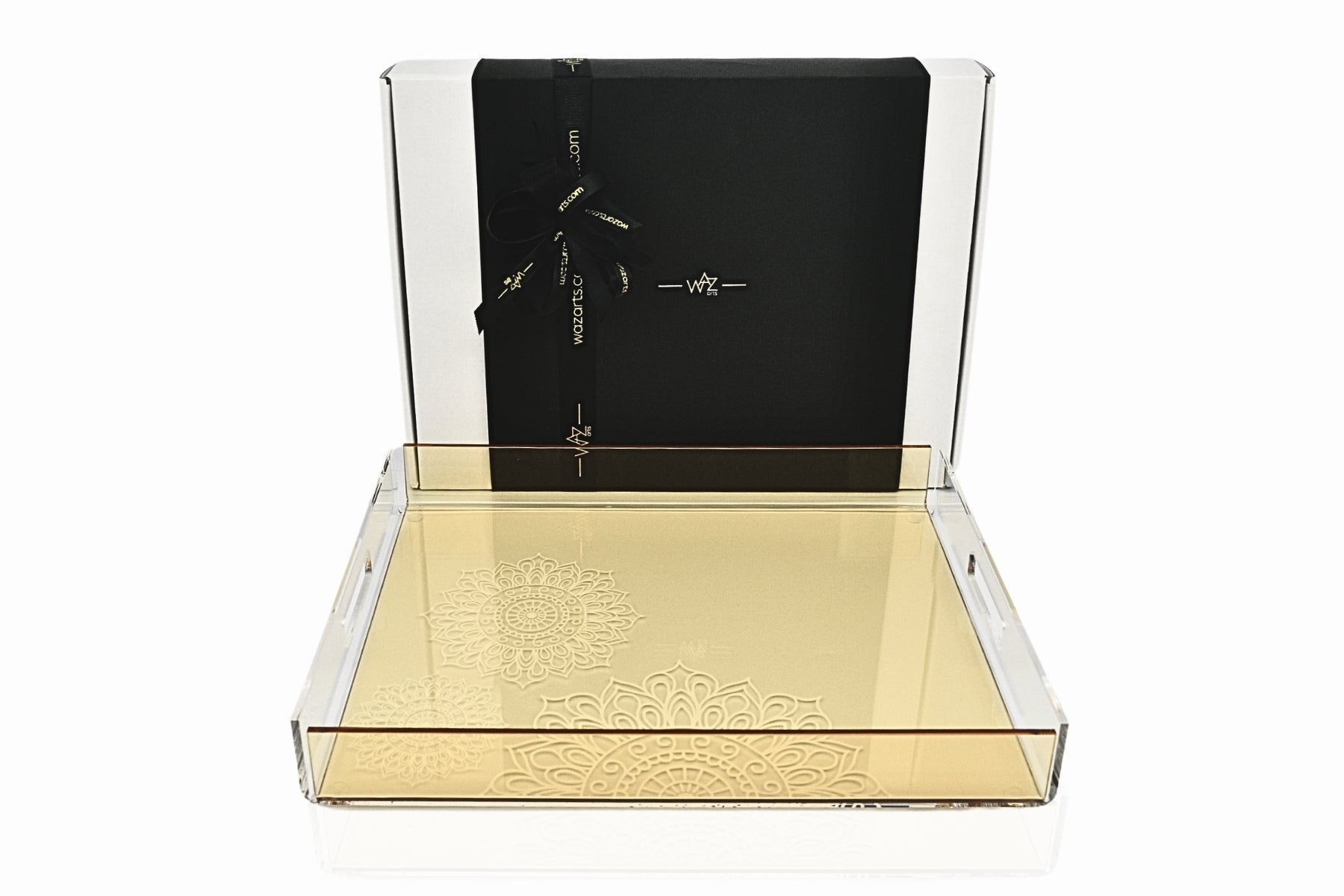 Orange decorative tray ideal for coffee serving in luxury setups