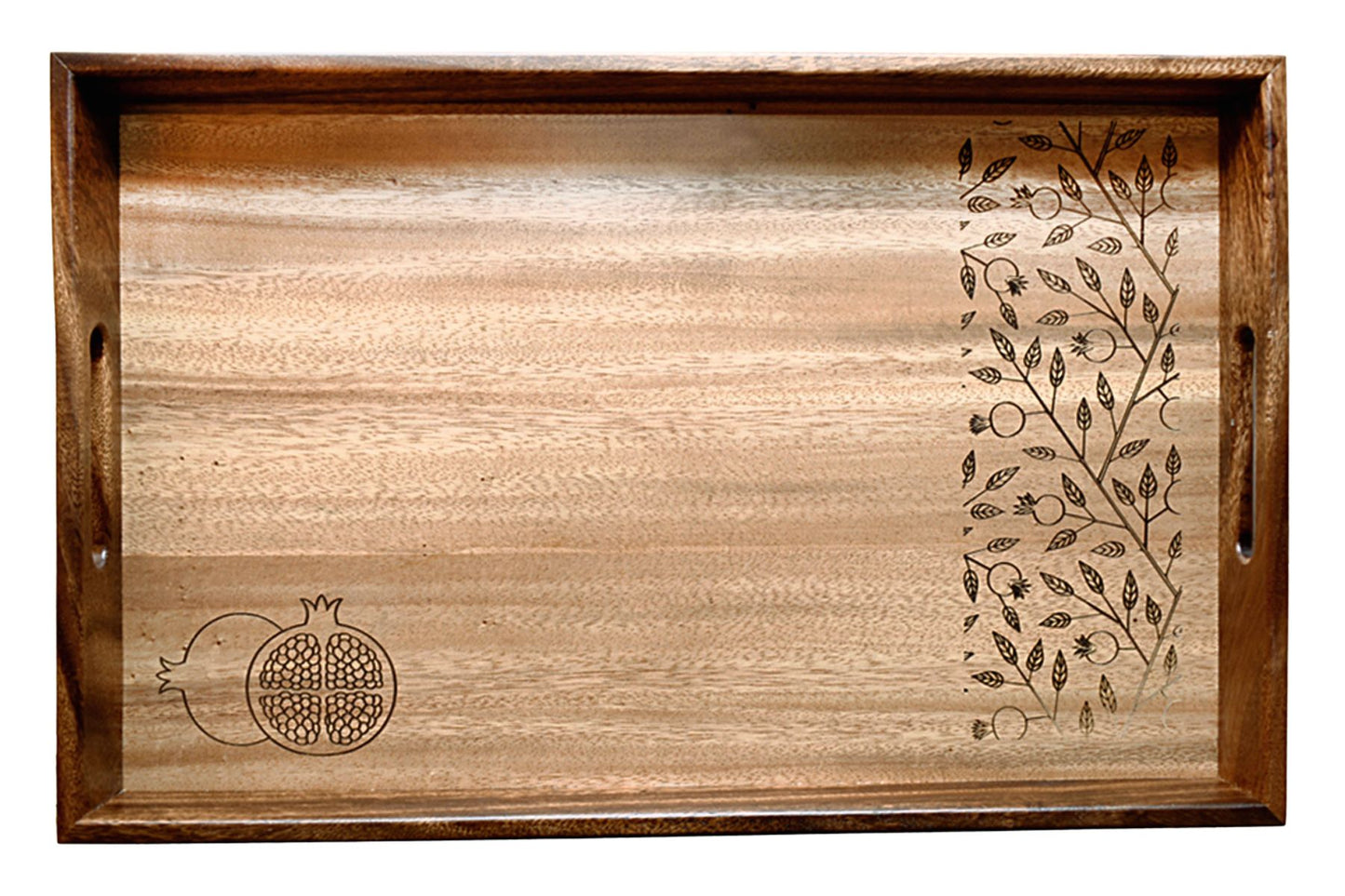 “Pomegranate” Patterned Big Walnut Tray