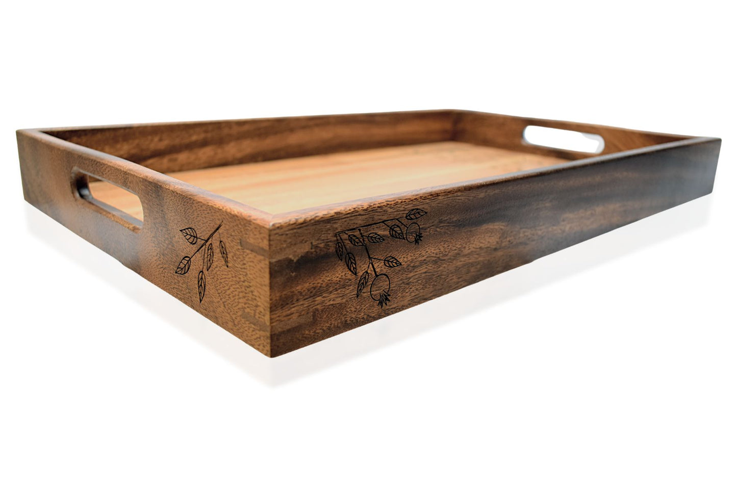 “Pomegranate” Patterned Big Walnut Tray